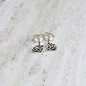 NEW Sterling Silver Lotus Stud Earrings